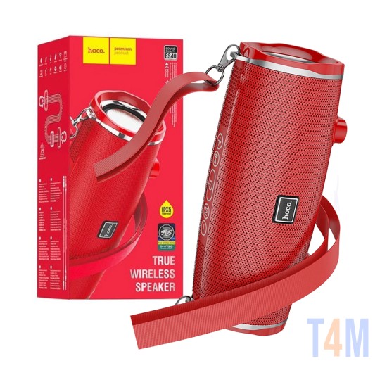 Coluna Sem Fio Esportivo Hoco BS40 Desire Song FM/TF/AUX/USB 2400mAh BT V5.0 Vermelho